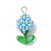 Glass Seed Beaded Flower Bud Pendants PALLOY-MZ00760-2