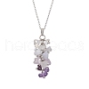 Gradient Color Mixed Gemstone Chip Pendant Necklaces NJEW-JN05042-4