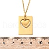 304 Stainless Steel Rectangle with Heart Pendant Necklaces for Women NJEW-Z065-03G-5