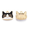 Light Gold Plated Alloy Kitten Pendants ENAM-T009-41C-1