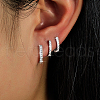 3 Pcs Elegant 925 Sterling Silver Clear Cubic Zirconia U-Shaped Hoop Earrings KD8857-2-1