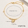 Brass Heart Charm Anklets for Women Casual Holiday Jewelry WS8352-3