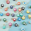  40Pcs 10 Colors Real 18K Gold Plated Plated Brass Enamel Beads KK-NB0001-45-4