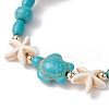 Turtle & Starfish Synthetic Turquoise Beaded Stretch Bracelet BJEW-JB09955-3