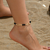Simple Fashion Rondelle Glass & Iron Paperclip Chain Anklets for Women UC1823-1-4
