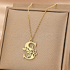 304 Stainless Steel Flower Initial Pendant Necklaces WGE911E-19-1