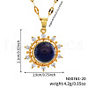 Brass Pave Clear Cubic Zirconia Blue Sun Pendant Nnecklaces MO0901-5