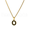 304 Stainless Steel Black Enamel Initial Pendant Twisted Chain Necklaces WG978E8-15-1