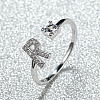 Brass Micro Pave Cubic Zirconia Cuff Rings for Women FS-WGA4C54-44-1