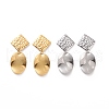 304 Stainless Steel Oval with Rhombus Dangle Stud Earrings for Women EJEW-G328-21-1