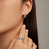 Feather Rhodium Plated 925 Sterling Silver Micro Pave Clear Cubic Zirconia Enamel Adjustable Cuff Rings FS-WG2F112-01-2