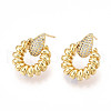 Brass Micro Pave Cubic Zirconia Stud Earrings KK-T074-45G-2