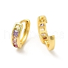 Cubic Zirconia Rectangle Hoop Earrings EJEW-E270-25G-2