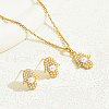 Fashionable Luxurious Stainless Steel Hamsa Hand Stud Earrings & Pendant Necklace Set for Women ZJ2629-1