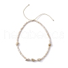 Glass with Natural Sea Shell Beads Braided Necklaces NJEW-JN04837-4