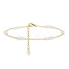 Natural Freshwater Pearl Beaded Link Anklet with 925 Sterling Silver Cable Chain for Women AJEW-F162-015G-1