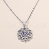 Chakra Lotus Flower Brass Pave Colorful Cubic Zirconia Pendant Necklaces for Women FS-WG17A97-01-2