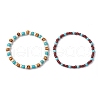 2Pcs 2 Styles Natural Magnesite & Synthetic Turquoise & Glass Seed & Round Wood Beads Stretch Bracelets for Men Women BJEW-JB11833-2