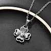 304 Stainless Steel Crystal Rhinestone Clover Pendant Necklaces for Women NJEW-Z056-03P-3