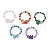 Natural Gemstone Beaded Rings RJEW-TA00191-2