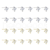 SUPERFINDINGS 24Pcs 2 Color Brass Micro Pave Clear Cubic Zirconia Stud Earring Findings KK-FH0004-79-1