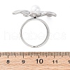 Flower 304 Stainless Steel Cuff Rings RJEW-D306-21P-3