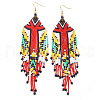 Bohemian Style Handmade Glass Seed Beads Tassel Dangle Earrings ER5285-5