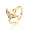 Brass Micro Pave Clear Cubic Zirconia Cuff Rings for Women KK-T074-23G-4