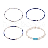4Pcs 4 Style Glass Seed Beaded Stretch Bracelets Set BJEW-JB08890-4