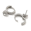 Brass Micro Pave Clear Cubic Zirconia Hoop Earring Findings KK-G490-12P-2