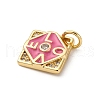 Brass Micro Pave Cubic Zirconia and Enamel Charms KK-Q098-04G-B-2