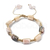 3Pcs 3 Style Natural Mixed Gemstone Cube Braided Bead Bracelets Set BJEW-TA00345-2