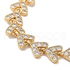 Rack Plating Brass Pave Clear Cubic Zirconia Arrow Link Chain Bracelets for Women BJEW-R317-04G-2