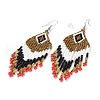 Glass Seed Braided Rhombus with Tassel Chandelier Earrings EJEW-H084-01P-2