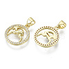 Brass Micro Pave Cubic Zirconia Pendants X-ZIRC-S061-199H-G-NF-2