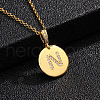 Brass Micro Pave Clear Cubic Zirconia Flat Round with Letter Pendant Necklaces FS-WG00655-14-1