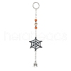 Halloween Theme Glass Seed Spider Web Keychains HJEW-MZ00285-02-2