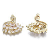Brass Micro Pave Clear Cubic Zirconia Pendants ZIRC-S069-031G-2
