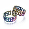 304 Stainless Steel Twist Rope Shape Cuff Ring RJEW-N038-083-1