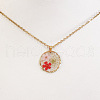 Alloy & Plastic Inner Flower Flat Round Pendant Necklaces FS-WG8915D-02-2