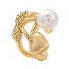Brass Plastic Imitation Pearl Cuff Earrings EJEW-Q036-01G-2