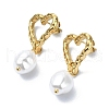 Ion Plating(IP) 304 Stainless Steel Heart Dangle Stud Earrings EJEW-G375-02G-1