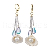 Glass & Natural Shell Hoop Earrings EJEW-MZ00385-2