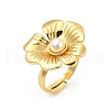 Flower Brass Finger Rings for Women RJEW-S622-06G-2