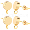 Beebeecraft 20Pcs Flat Round Brass Stud Earring Findings KK-BBC0013-96D-1