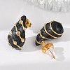 304 Stainless Steel Enamel Stud Earrings EJEW-F353-03G-01-2