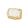 Brass Pave Natural White Shell Flower Charms KK-P301-01C-G-2