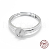 Anti-Tarnish Adjustable Rhodium Plated 925 Sterling Silver Finger Ring Components STER-L055-019P-6
