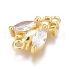 Brass Micro Pave Clear Cubic Zirconia Charms ZIRC-O035-24G-3