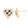 Brass Micro Pave Clear Cubic Zirconia Stud Earring Findings KK-S364-067-3